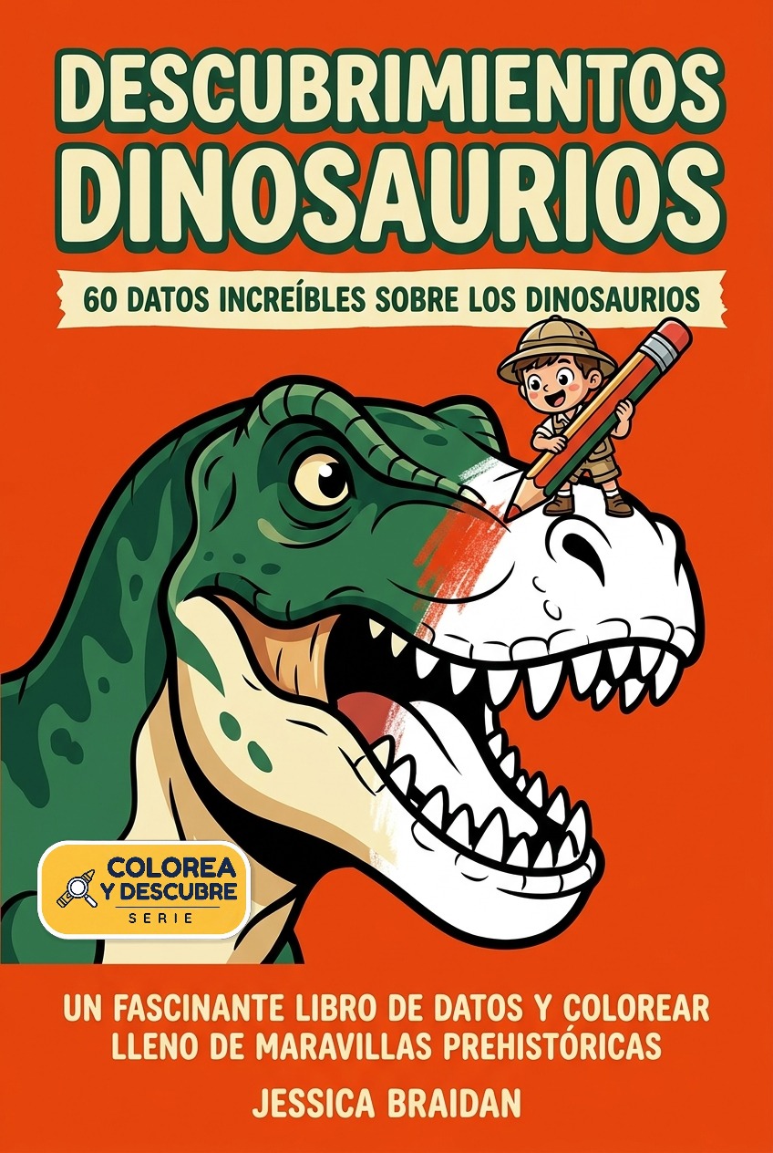Descubrimientos dinosaurios: 60 datos increíbles sobre los dinosaurios — Serie Colorea y Descubre de Jessica Braidan