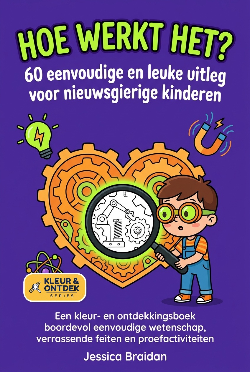Hoe werkt het? 60 eenvoudige en leuke uitleg voor nieuwsgierige kinderen — Kleur & Ontdek-serie door Jessica Braidan